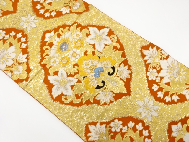 JAPANESE KIMONO / ANTIQUE FUKURO OBI / WOVEN FLORAL SARASA